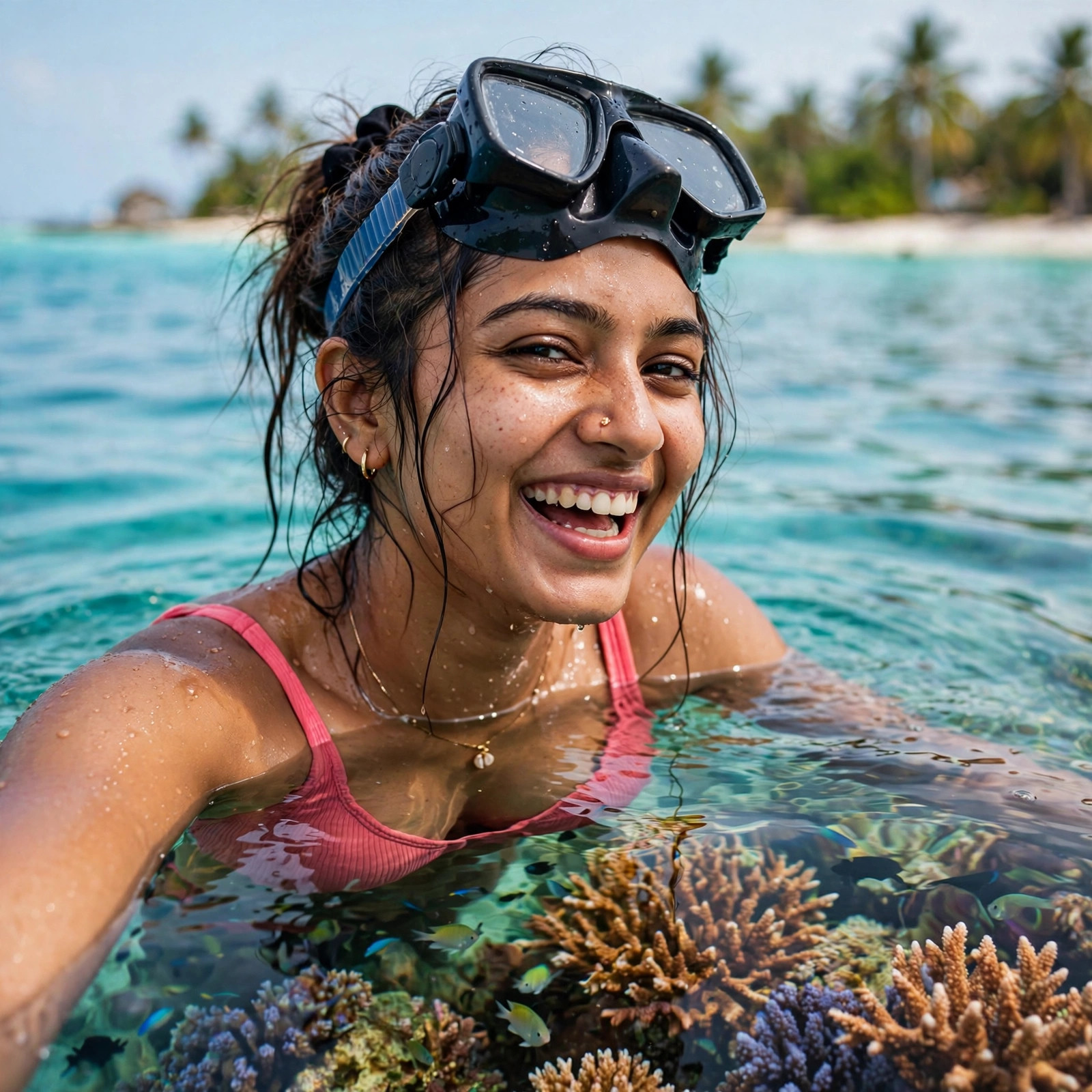 Asha snorkeling in the Maldives